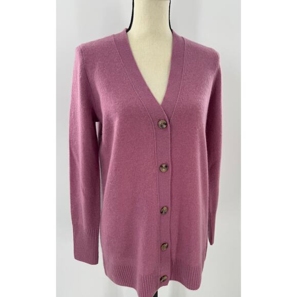 Bloomingdales 100% Cashmere Cardigan Sweater Rose Pink Long Cardi Medium NWT - Picture 2 of 8